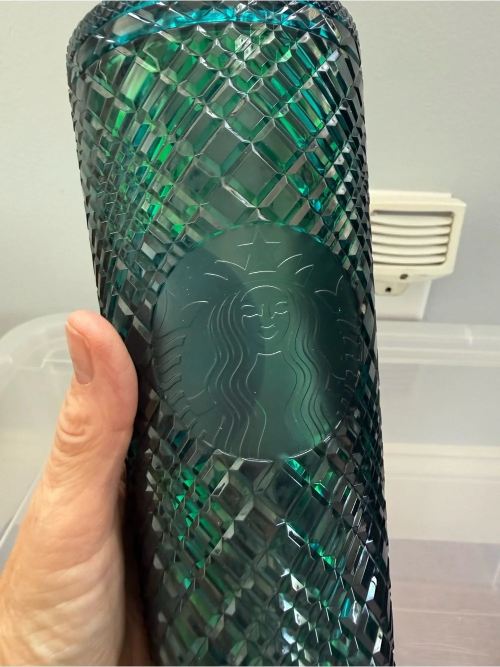 Set of Two - Starbucks Dark Green Studded Reusable Cold Cups with Straws